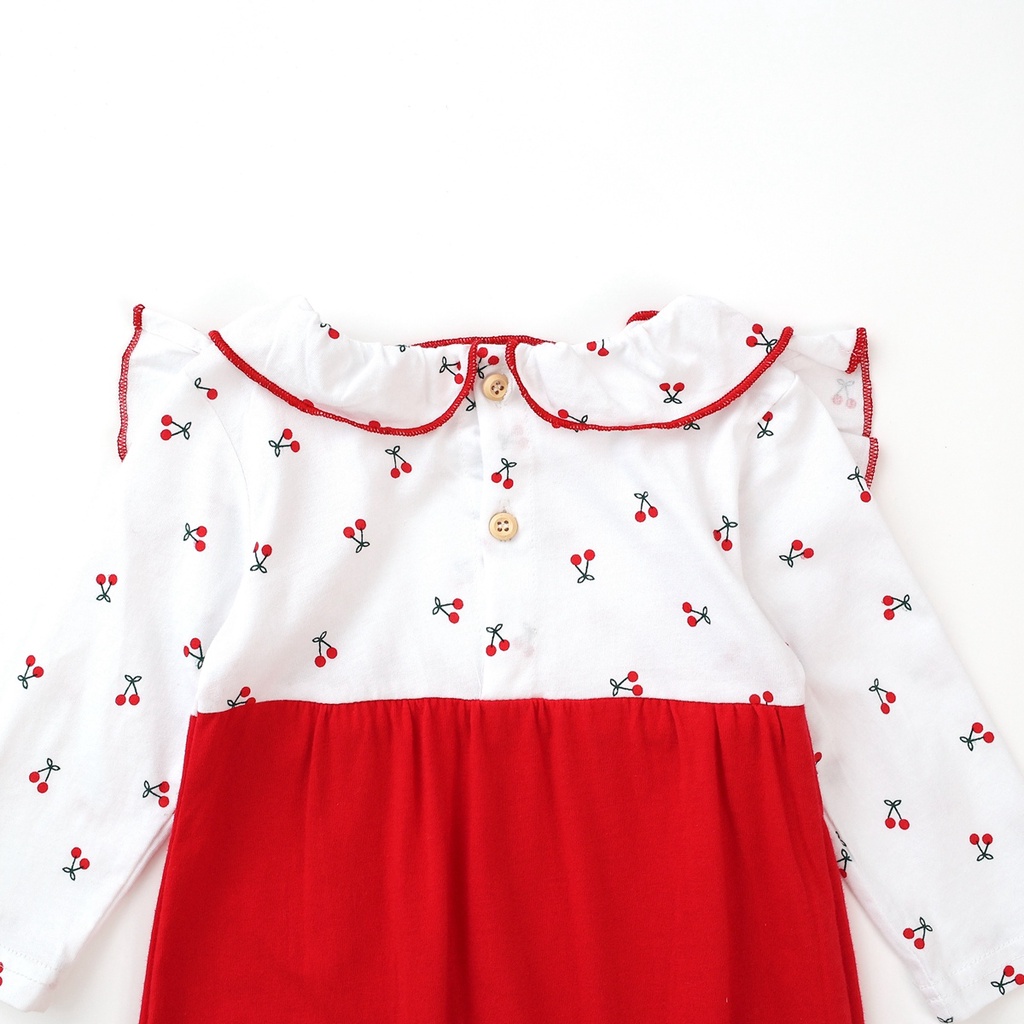 Áo liền quần Sanlutoz tay dài vải cotton thiết kế dễ thương cho bé gái sơ sinh