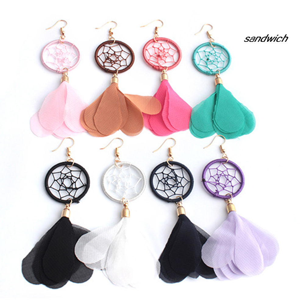 Đôi Bông Tai Dáng Dài Hình Dreamcatcher Xinh Xắn Cho Nữ