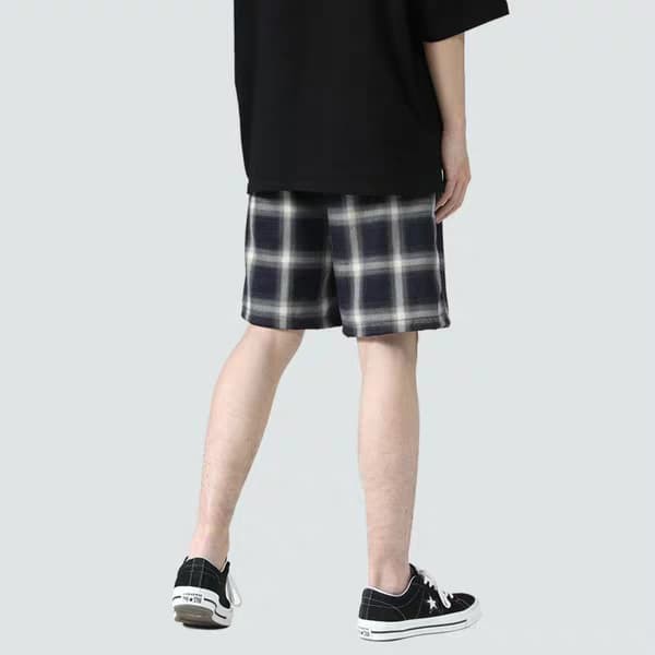 Set đồ áo phông trơn và quần đùi kẻ caro