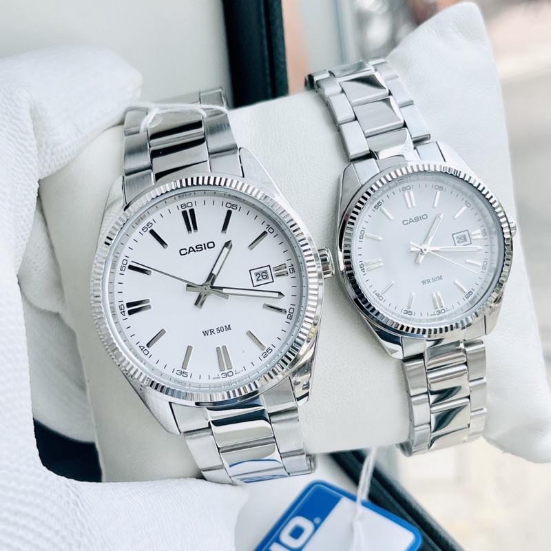 Đồng hồ kim nam nữ dây thép Casio MTP 1302D full silver | BigBuy360 - bigbuy360.vn