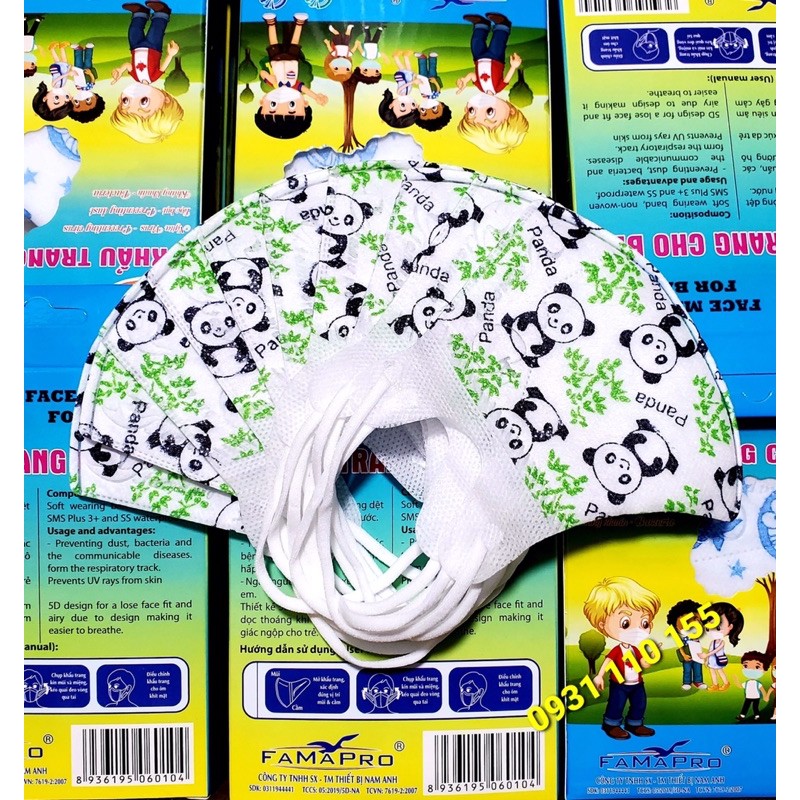 Hộp 10 cái khẩu trang cho bé 5D mask Famapro Nam Anh đủ màu
