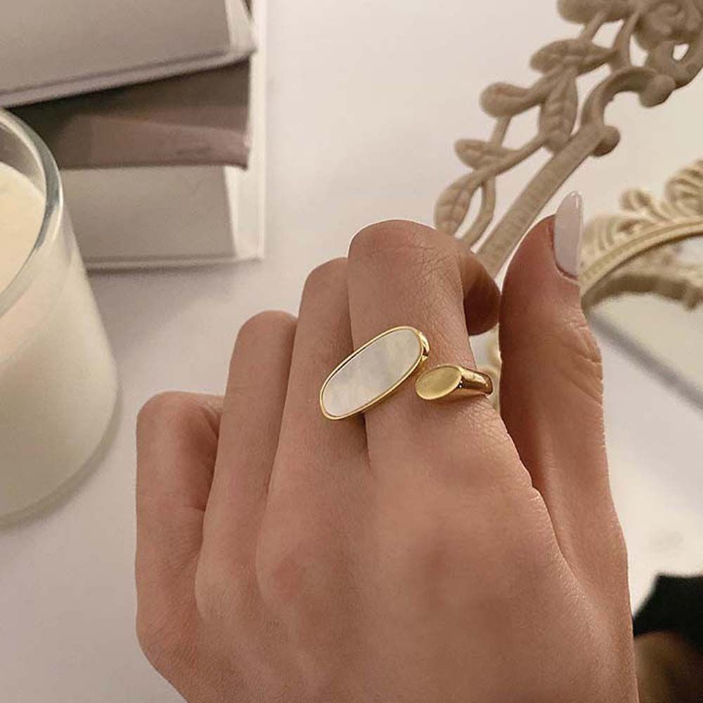 Nhẫn Hở Bằng Kim Loại Hình Oval Nhiều Màu Sắc Phong Cách Hàn Quốc Cổ Điển Thời Trang Cho Nữ