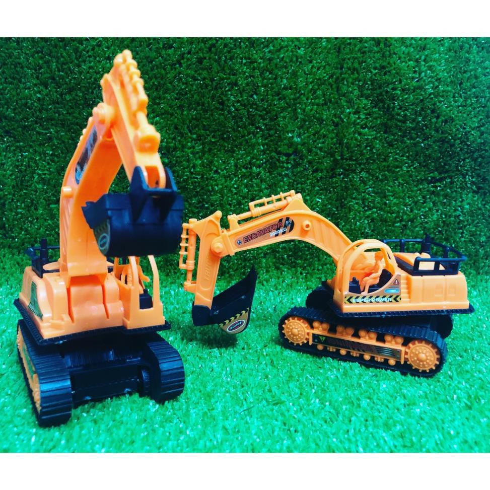 Đồ chơi xe xúc, xe cần cẩu bằng nhựa màu cam cho bé