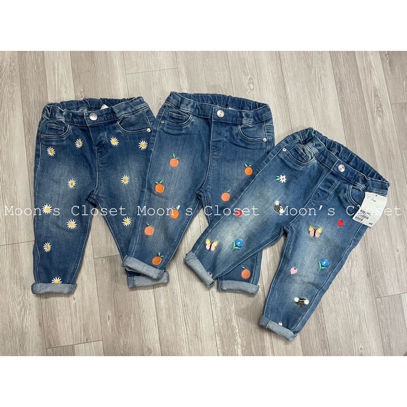 XD- Quần jeans hoạ tiết size 4/6m-3/4y