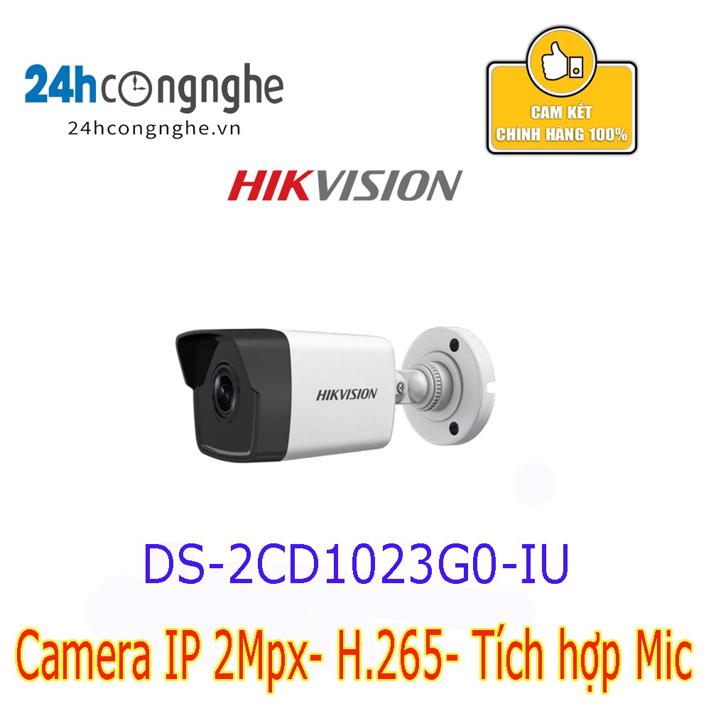 Camera IP DS-2CD1023G0-IU 2Mpx- Chuẩn H.265- Tích Hợp Mic- Chính hãng