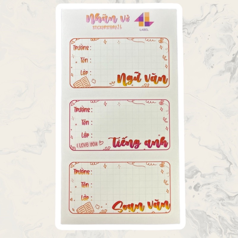 Sticker Nhãn Vở