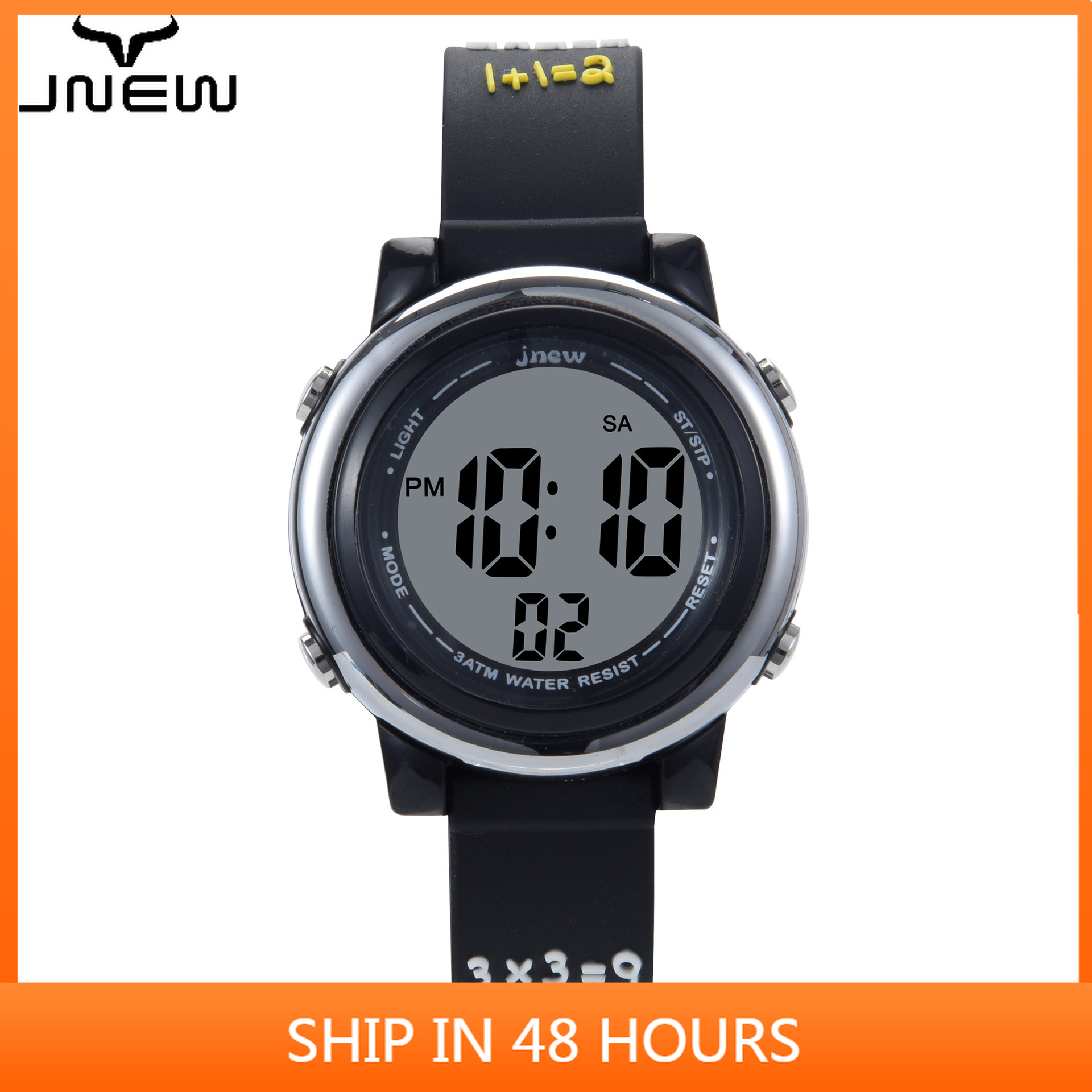 jnew Đồng hồ dành cho trẻ em Đồng hồ nam phát sáng không thấm nước Đồng hồ điện tử đa chức năng Đồng hồ điện tử LED
