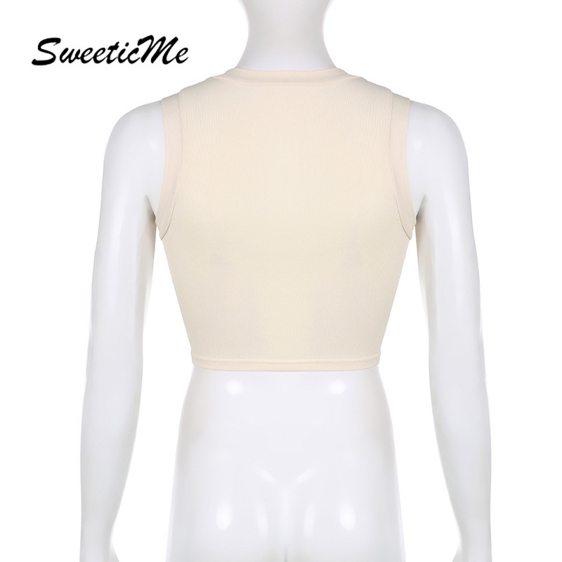 Áo Tank Top Sát Nách Cổ Tròn Dáng Ôm In Họa Tiết Thời Trang Quyến Rũ Cho Nữ
