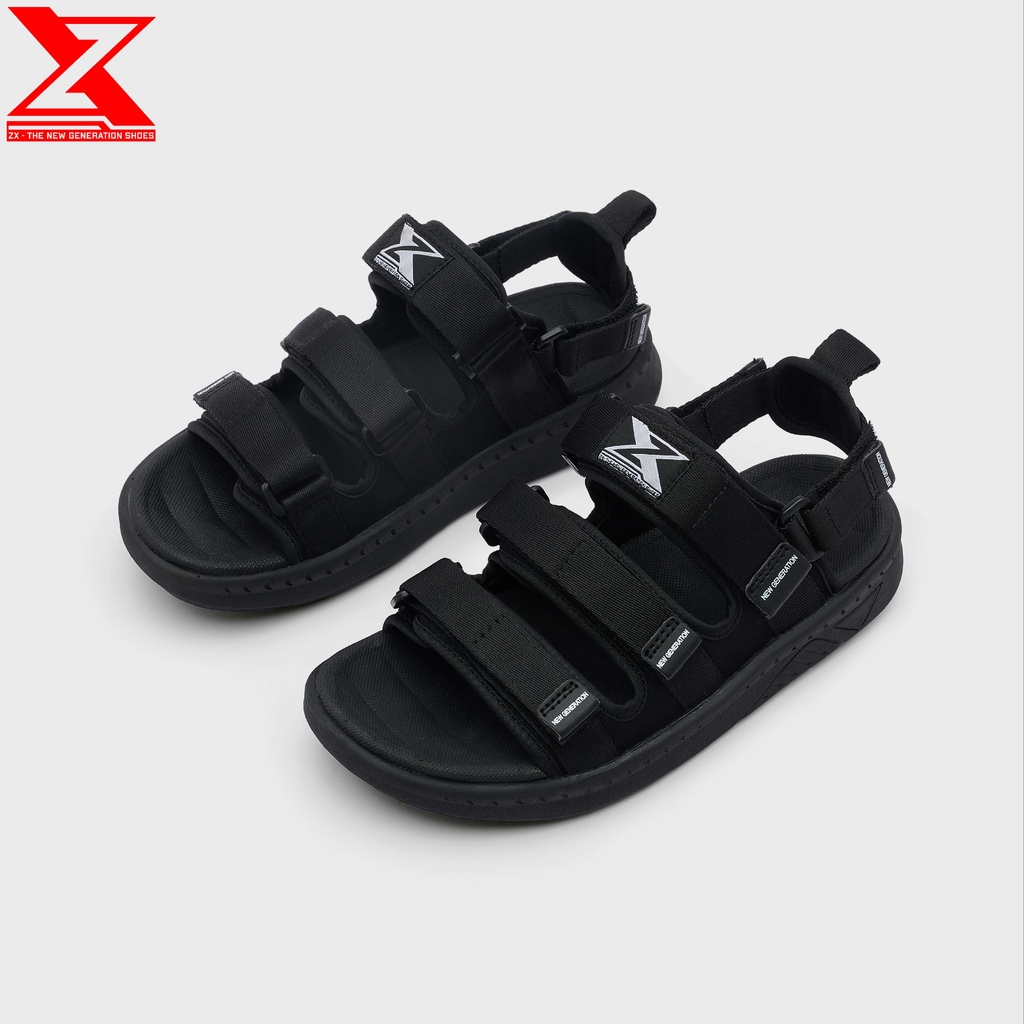 Giày Sandal ZX 3719 ALL BLACK 3 quai ngang EVA công nghệ cao quai sau tháo rời làm dép, không có khóa