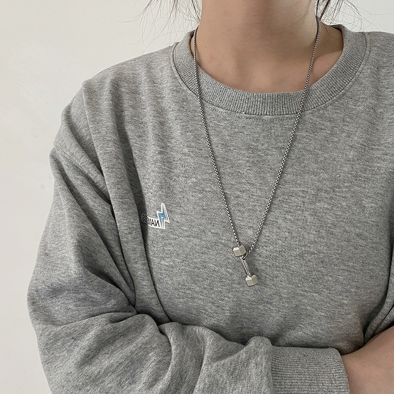 Vòng cổ kim loại mặt hình quả tạ phong cách cá tính cho nam nữ