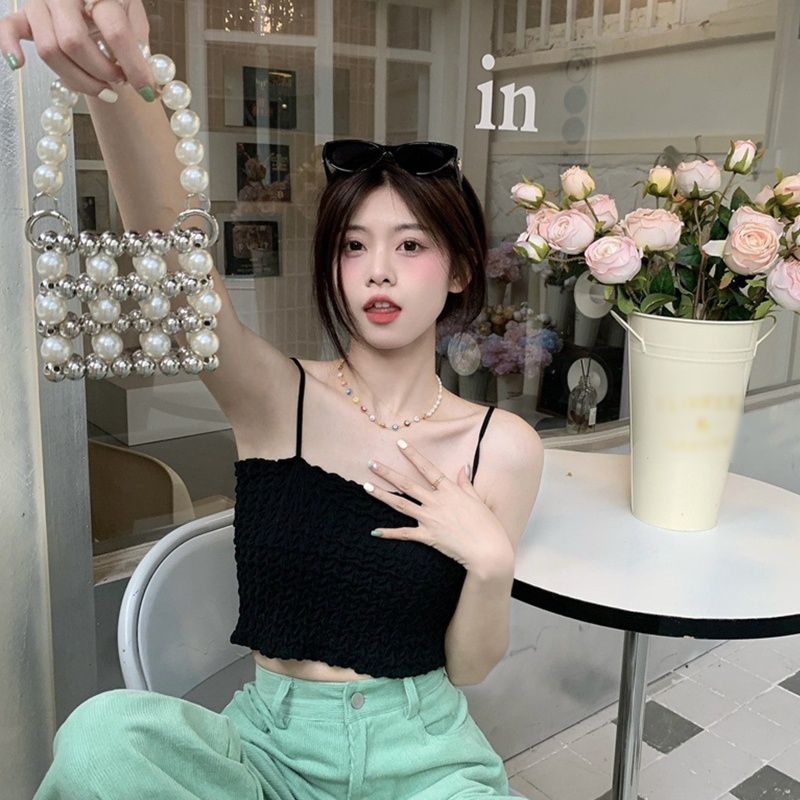 Áo Croptop Hai Dây Màu Trơn Dáng Ôm Gợi Cảm Cho Bạn Gái