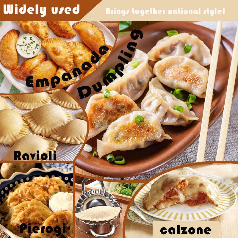 JOSMOMO Máy làm bánh bao bằng thép không gỉ Empanada Press Wrapper Dough Cutter Pie Ravioli Duum Mold Mold Phụ kiện nhà bếp Jiaozi Maker