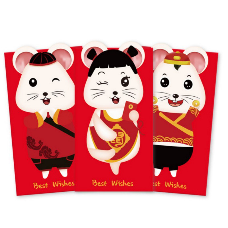Set 6 Bao Lì Xì Màu Đỏ Phong Cách Trung Hoa