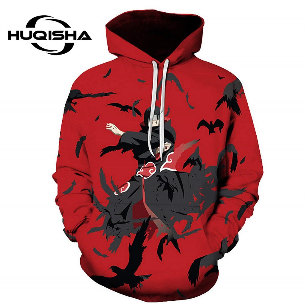 Áo khoác HUQISHA họa tiết Anime Naruto Sasuke Itachi Ninja 3D thời trang dành cho nam