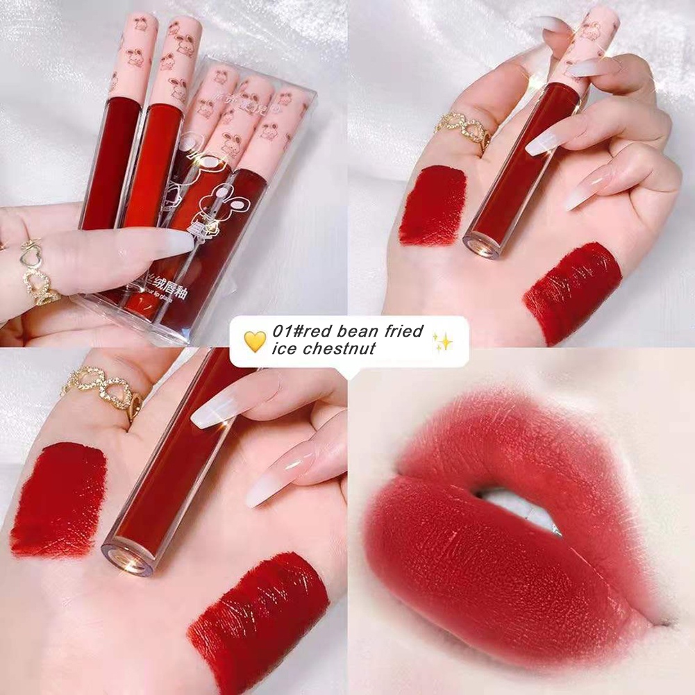 Set 3 son môi dưỡng ẩm không dính cốc 4 màu sắc tùy chọn