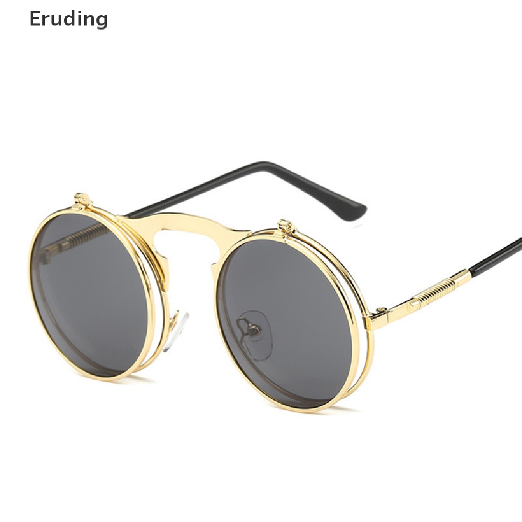 [Eruding] Fashion Retro Vintage Gothic Round Flip Up Sunglasses Steampunk Glasses New Hot Sale