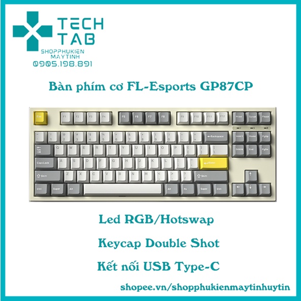 Bàn phím cơ FL-Esports GP87CP White & Green  Hotswap Led RGB