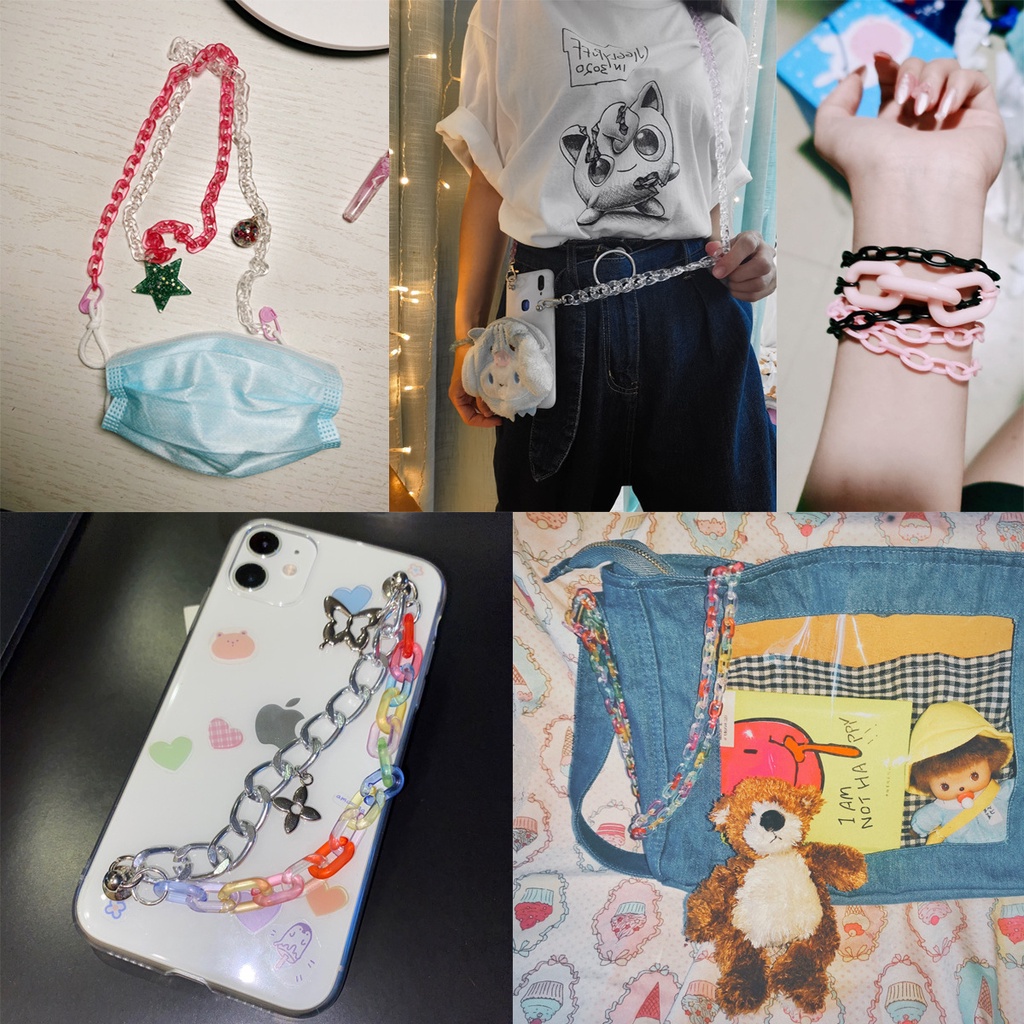 Bộ 10 Mắt Xích Acrylic Trộn Lẫn Màu Dùng Để Làm Bông Tai / Túi Xách / Phụ Kiện