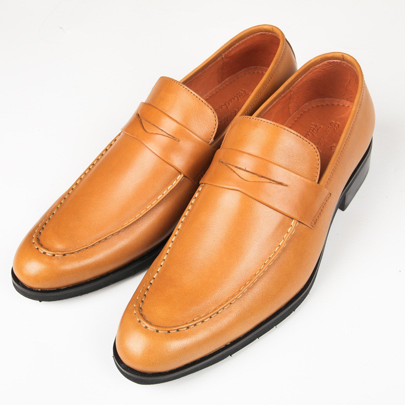 Giày lười nam FttLeather penny loafer màu vàng chất liệu 100% da bò cao cấp