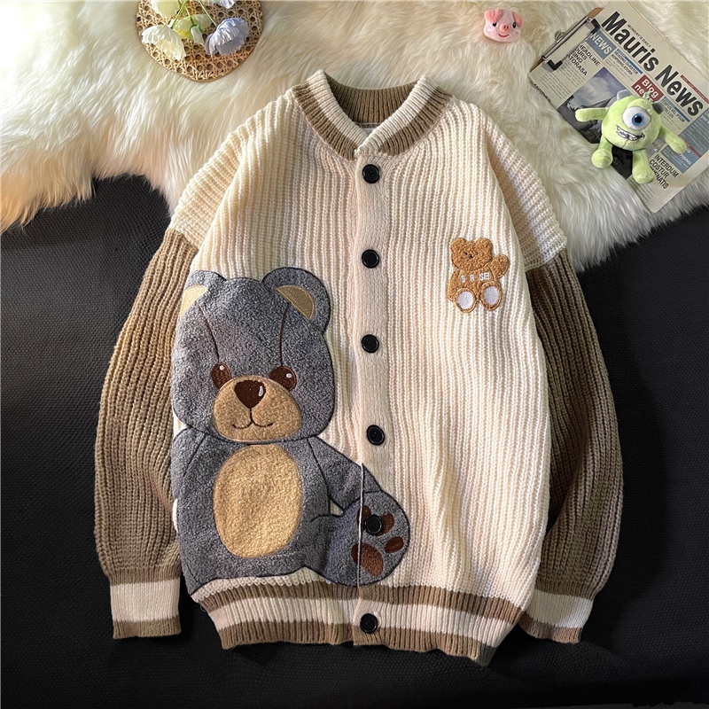 Áo khoác len dáng rộng màu sắc thời trang thu đông phong cách Hàn Quốc cho nam