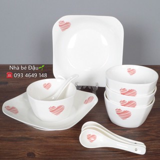 SET BÁT ĐĨA GỐM SỨ HÌNH 14-18 MÓN