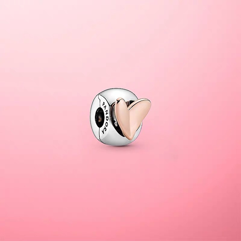 charm pan khoá chặn tim vàng nổi bạc s925 cao cấp