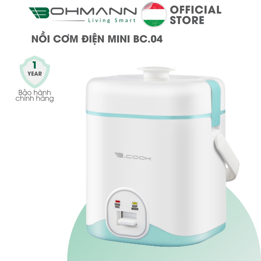 Nồi Cơm Điện Mini 1.2L BCook BC04 Đa Năng Nấu Cháo, Nấu Mì, Cơm Trộn, Hộp Cơm Mini - Hàng Chính Hãng Bảo Hành 12 Tháng