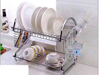 Kệ chén chữ S 2 Tầng inox