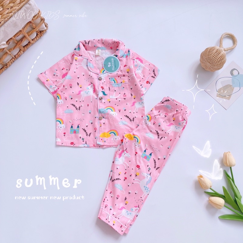(9-23kg) Bộ pijama tay ngắn quần dài cho bé ❤️ freeship ❤️ bộ ngủ pijama cho bé cotton cao cấp