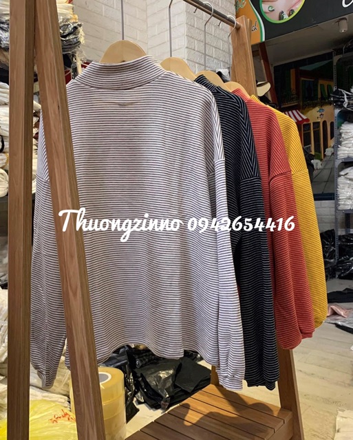 Áo nỉ len kẻ ngang tay bồng áo thun kẻ nhiều màu áo thu đông dài tay | BigBuy360 - bigbuy360.vn