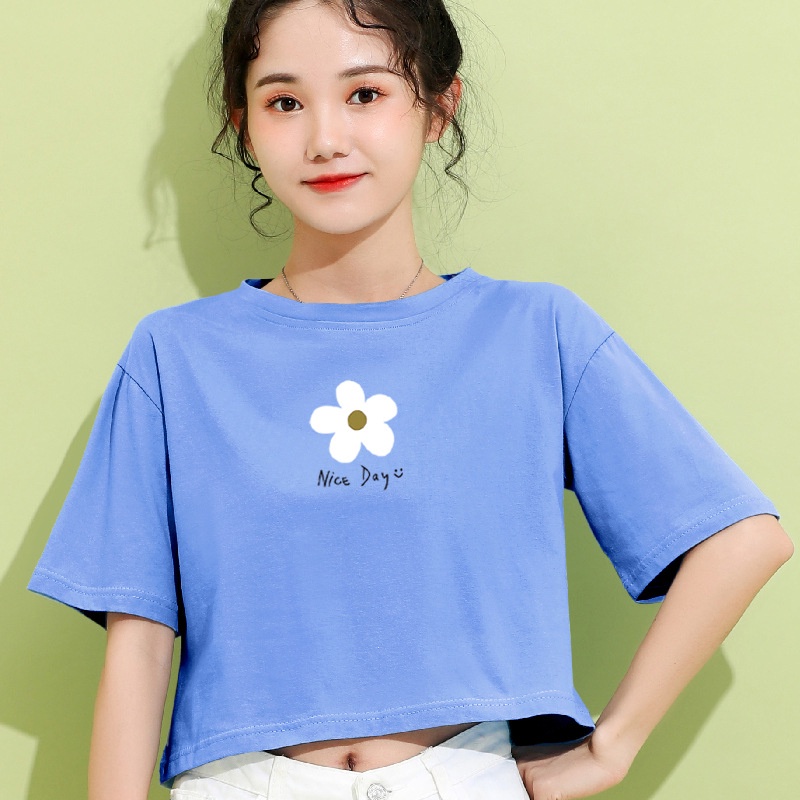Áo Thun Crotop Form Rộng Tay Ngắn Chất Cotton Mền Mại In Hình Nice Day Ulzzang Style Hàn Quốc TTT0122