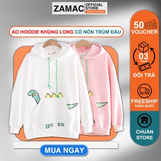 Áo Hoodie Unisex nam nữ ZAMAC dáng Sweater dài tay hình khủng long Ulzzang ZAK1