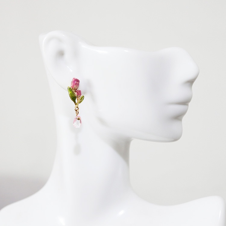 [Hàng Mới Về] Bông Tai Dạng Kẹp Hình Hoa Tulip Tráng Men Phong Cách Mori Thời Trang Mùa Hè Cho Nữ