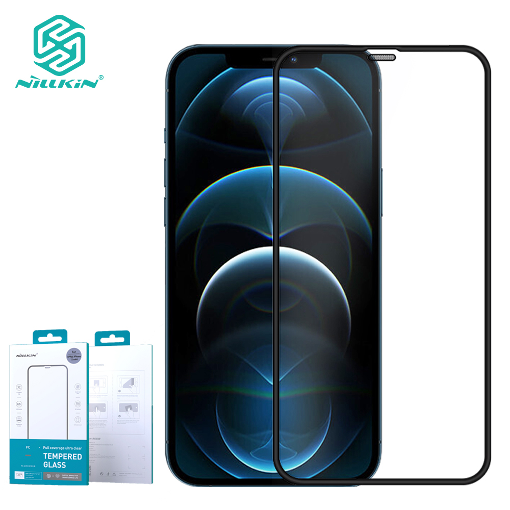 Kính Cường Lực Nillkin Cho iPhone 12 Mini Siêu Trong Suốt Với Viền PC + Kính Bảo Vệ Màn Hình Toàn Diện Chống Cháy Nổ