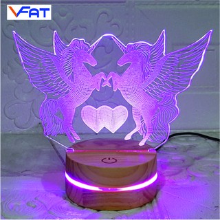Ngựa đôi, đèn 16 màu thay đổi, đèn đổi màu, quà tặng, đèn mica, VFAT Shop