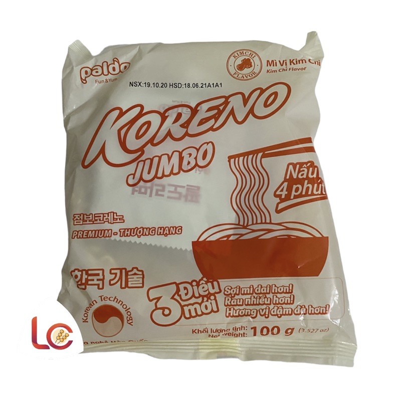 Mì Koreno Jumbo vị kim chi 100g - hương vị thơm ngon, đảm bảo chất lượng, nguồn gốc