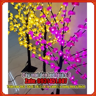Cây hoa mai, cây hoa đào đèn led cao 1m2 trang trí tết