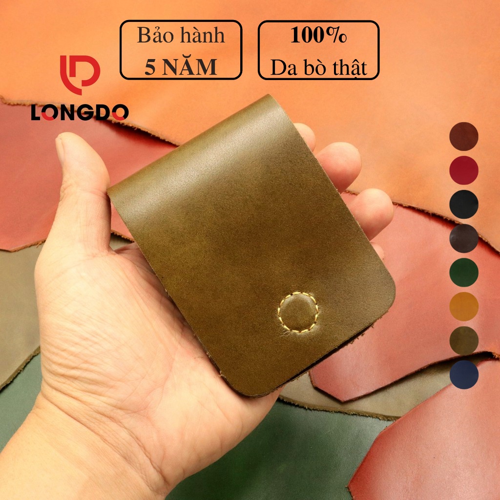 Ví sen 3, bóp da nam da bò thật - Bảo hành 5 năm - Hàng chính hãng thương hiệu Longdo Leather
