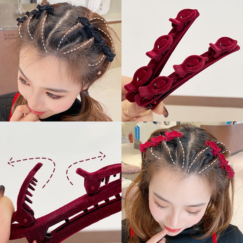 Kẹp Tóc Mái Mỏ Vịt Hai Lớp Màu Trơn Kiểu Cổ Điển Thời Trang