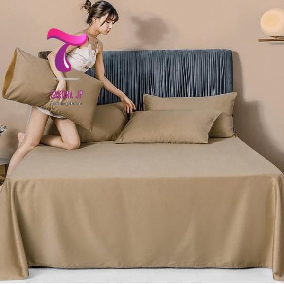 HÀNG MỚI- Bộ Ga Lụa Satin 60s Nâu Đất Thịt Sang Xịn - Bộ Ga Gối Cotton 60s Lụa