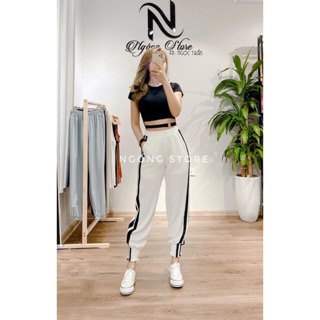 Set áo crotop quần thun