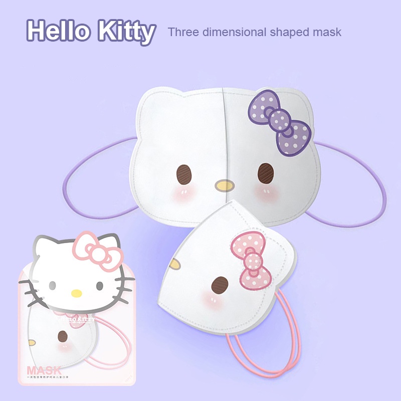3D Hello Kitty Trẻ em Người lớn Bảo vệ Mặt nạ dân sự Hoạt hình Dễ thương 10 CÁI