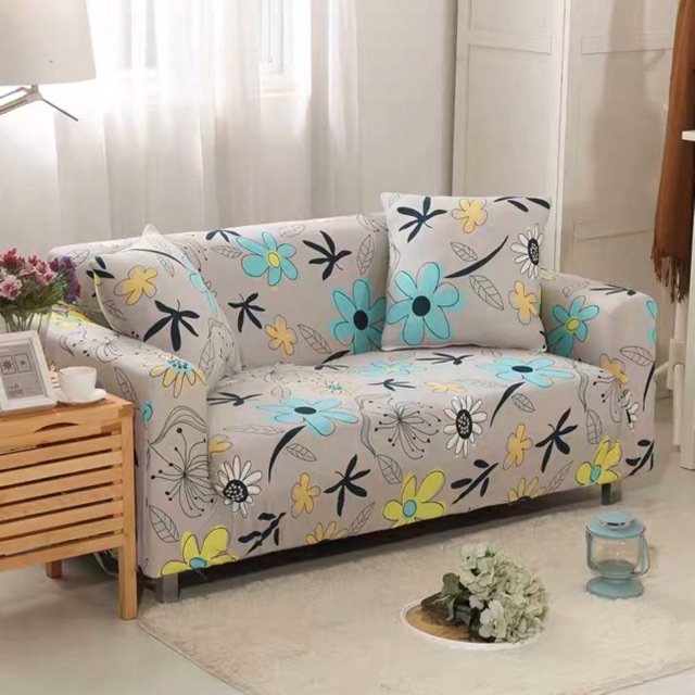 BỌC GHẾ SOFA hoạt tiết hoa baby nền xám độc đáo cho ghế sofa 1,2,3,4 chỗ