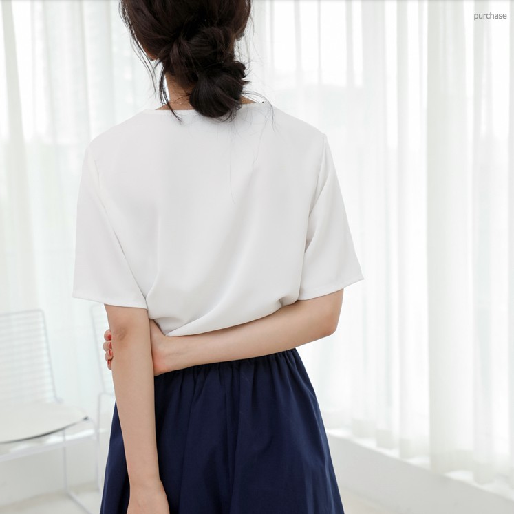 Áo Kiểu Nữ phối cổ V tay rơi, chất vải nhẹ mát, form rộng mặc thoải mái, Xuu Design - SP15
