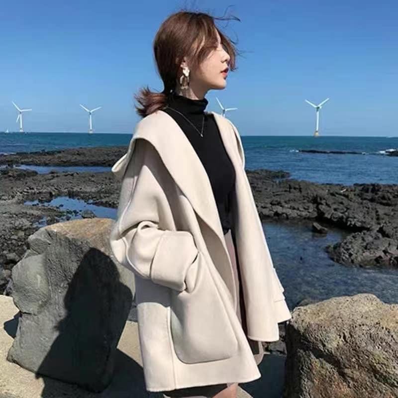 Áo Khoác Dạ Ép Hàn Quốc Có Mũ Chất Dạ Siêu Đẹp Cá Tính Cool Ngầu