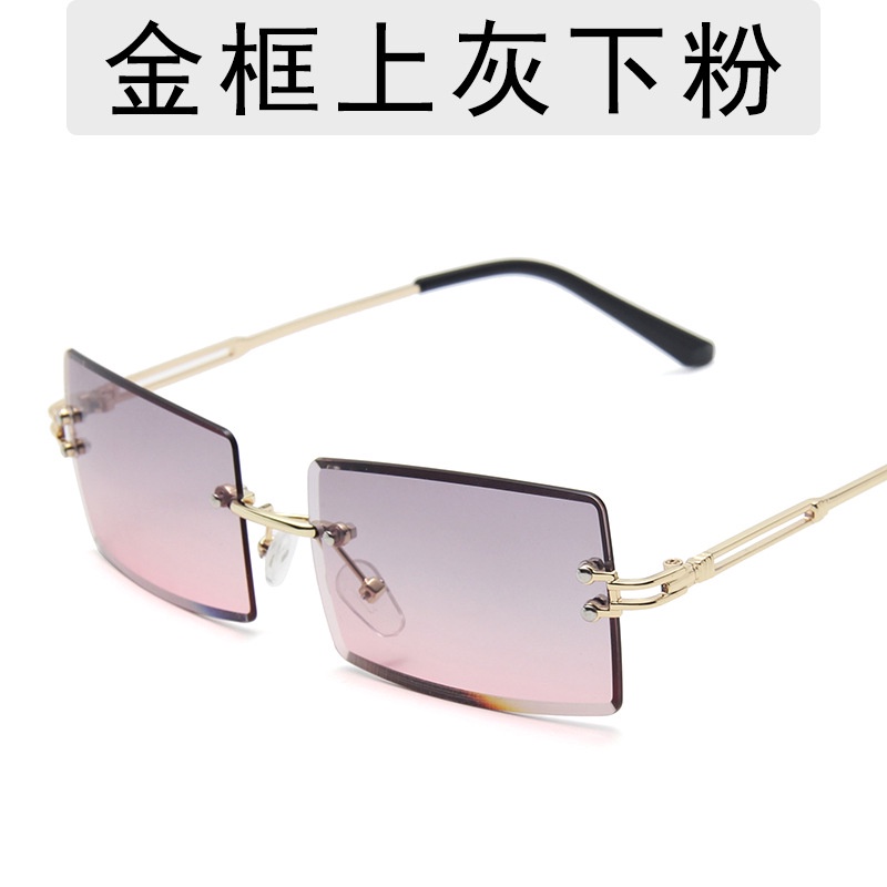 Kính Mát Gọng Vuông Tròng Vuông Không Viền Màu Gradient Thời Trang Đường Phố Mới Cho Nữ