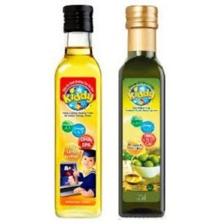 Dầu ăn trẻ em kiddy cá hồi và kiddy oliu 250ml