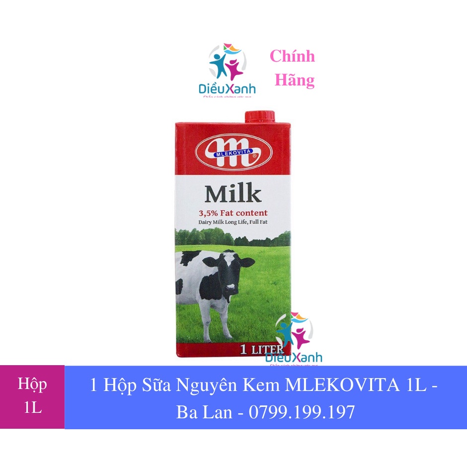 Mã GROSALE2 giảm 8% đơn 150K 1 Hộp Sữa Tươi Nguyên Kem MLEKOVITA 1L Sữa Ba
