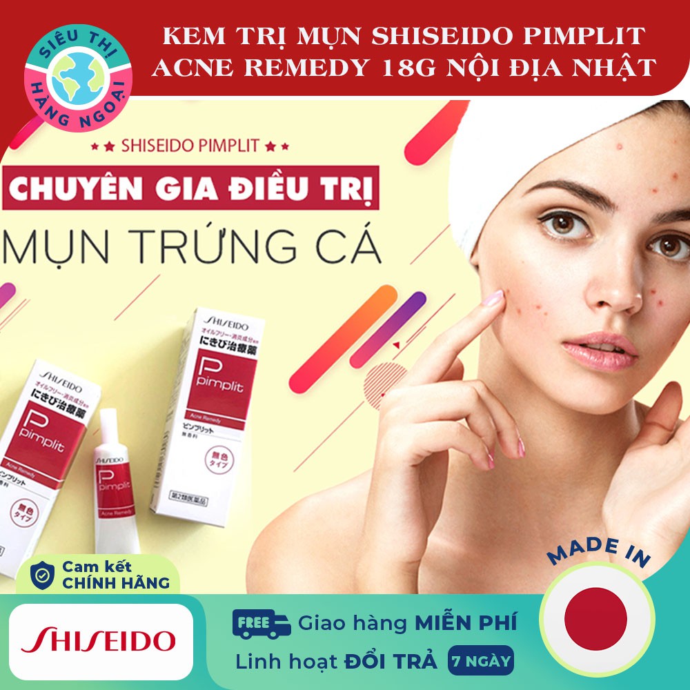 Kem mụn Pimplit của Shiseido Nhật Bản [Giúp giảm sạch mụn; chấm đỏ; màu da; cho mụn sưng đỏ] Tuýp 18g