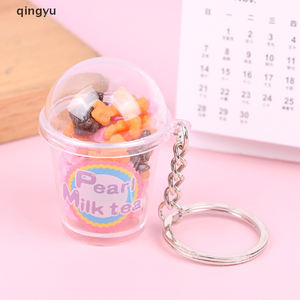 Qingyu Phụ Kiện Móc Khóa Hình Ly Nước Uống Giả Trang Trí Túi Xách